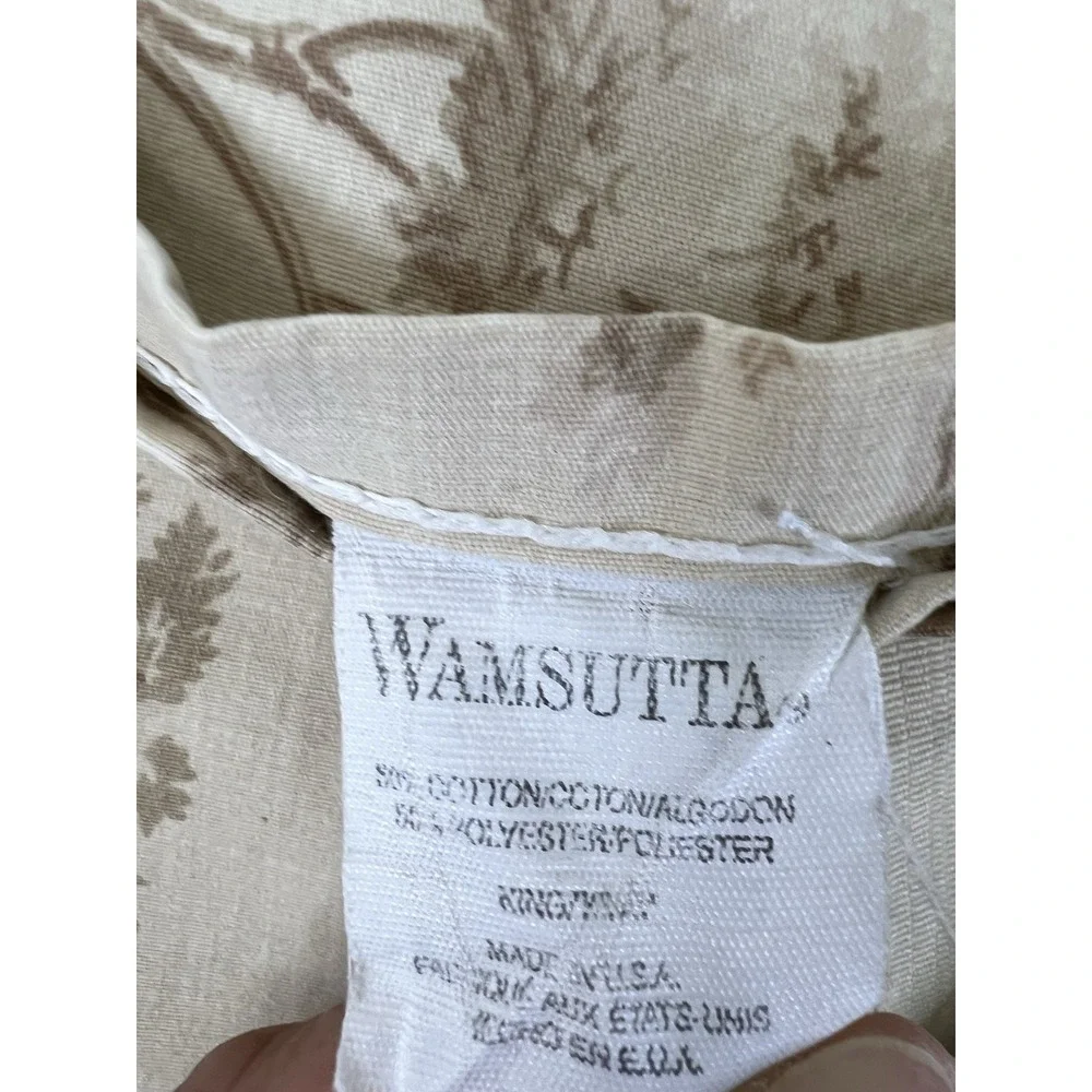 Vintage Wamsutta‎ Sz King Beige Floral Sheet Set Cotton / Polyester Y2K Made USA